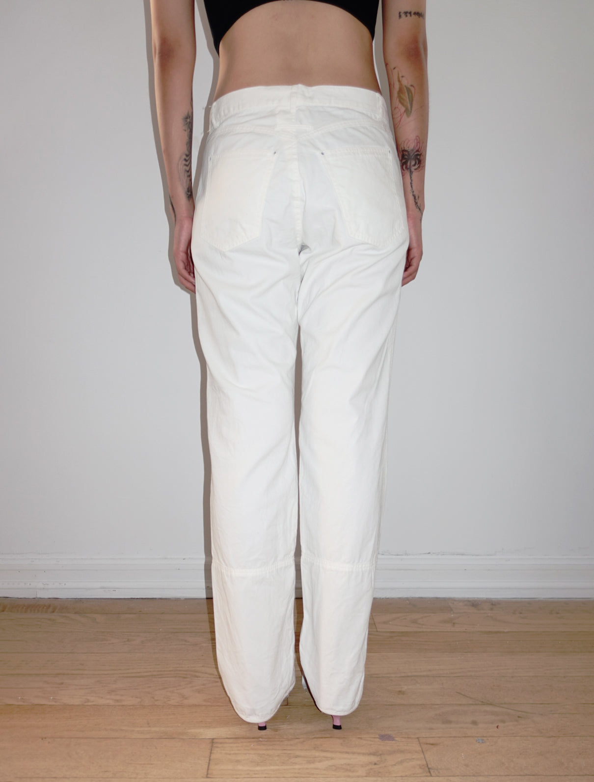 Jean Paul Gaultier white lace-up pants