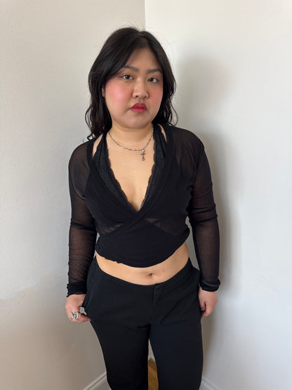 Jean Paul Gaultier black wrap top