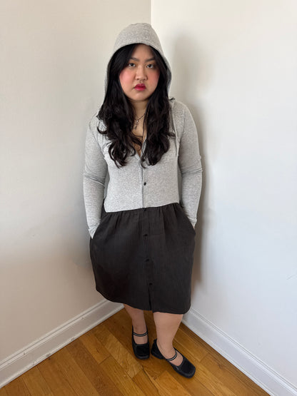 Mixed media hoodie dress