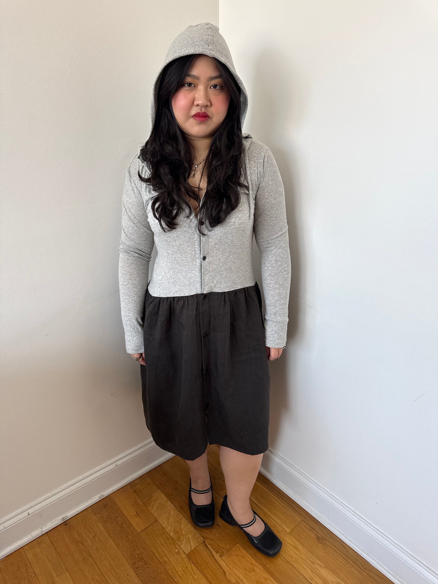Mixed media hoodie dress
