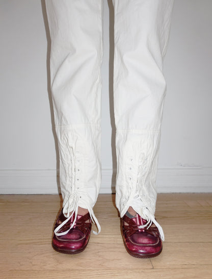 Jean Paul Gaultier white lace-up pants