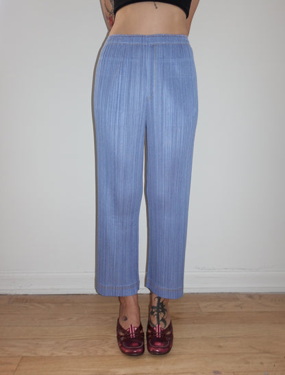 Issey Miyake denim pleats pants