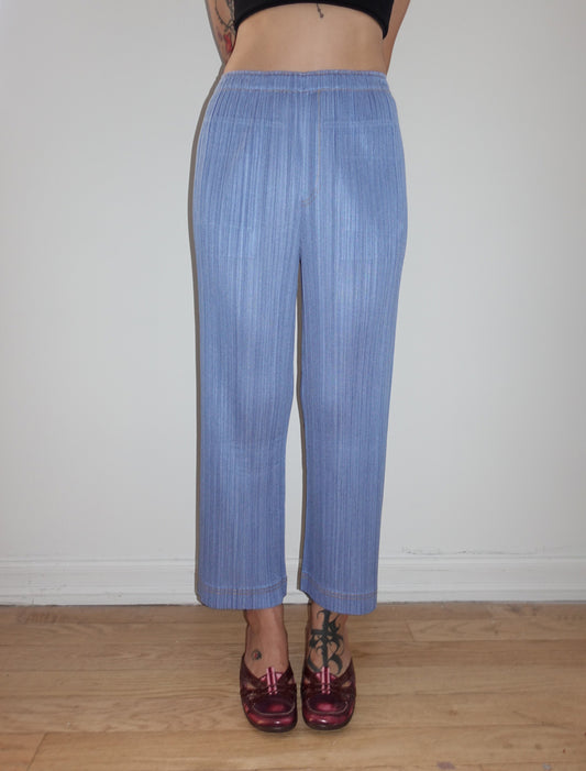 Issey Miyake denim pleats pants