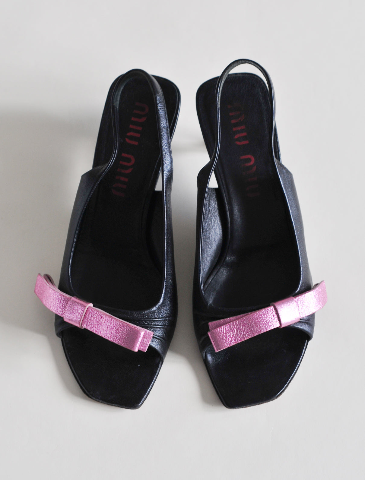 Miu Miu metallic ribbon heels