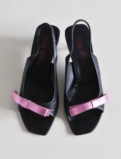 Miu Miu metallic ribbon heels
