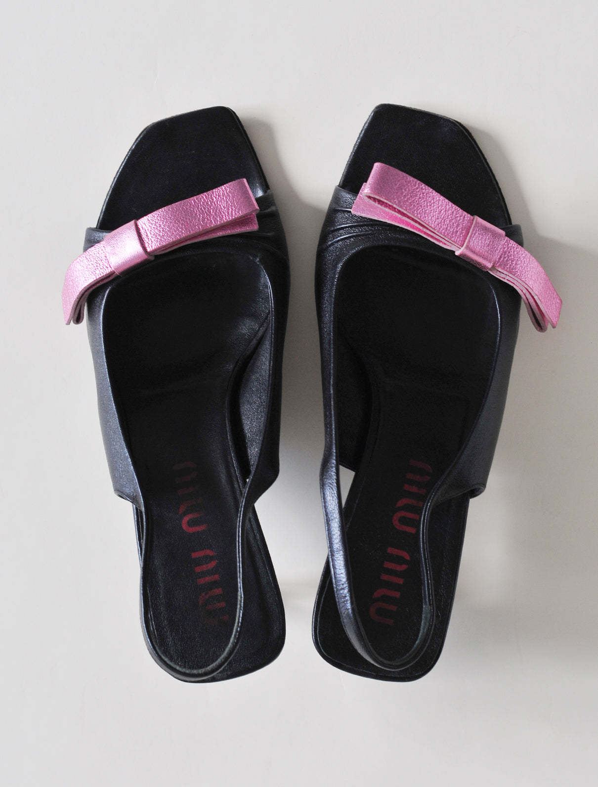 Miu Miu metallic ribbon heels
