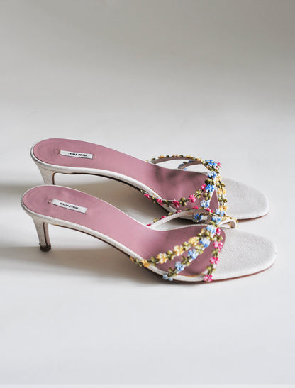 Miu Miu floral kitten heels