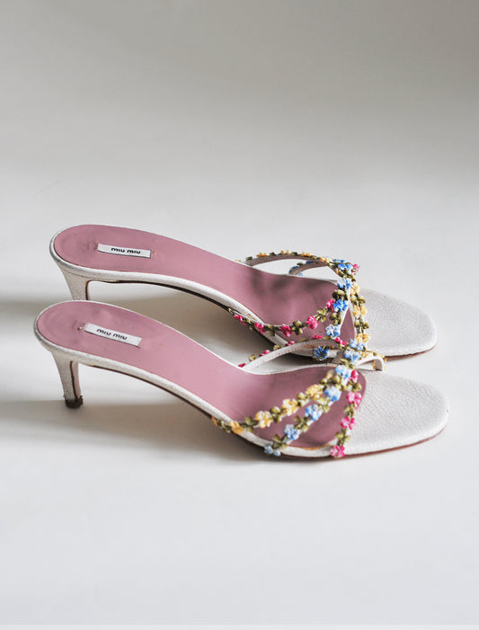 Miu Miu floral kitten heels