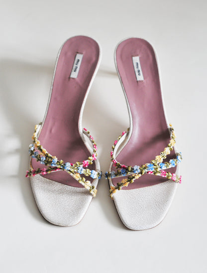 Miu Miu floral kitten heels
