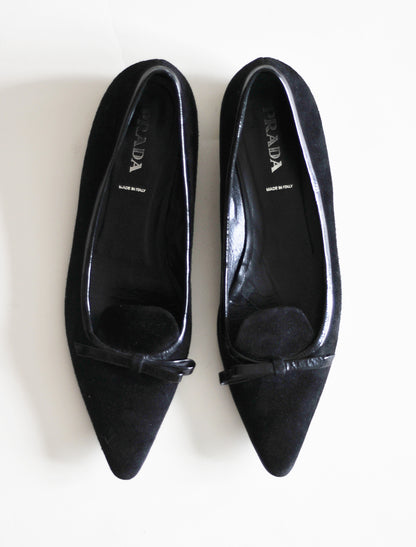 Prada suede bow flats