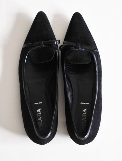 Prada suede bow flats