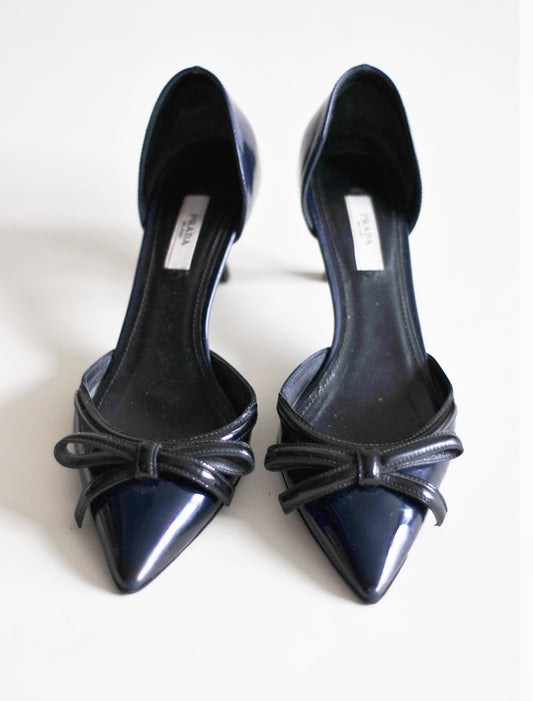 Prada navy bow heels