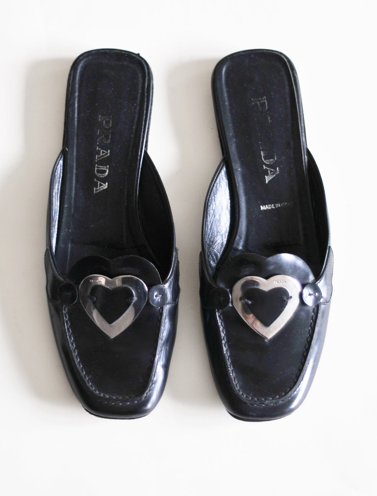 Prada heart mules