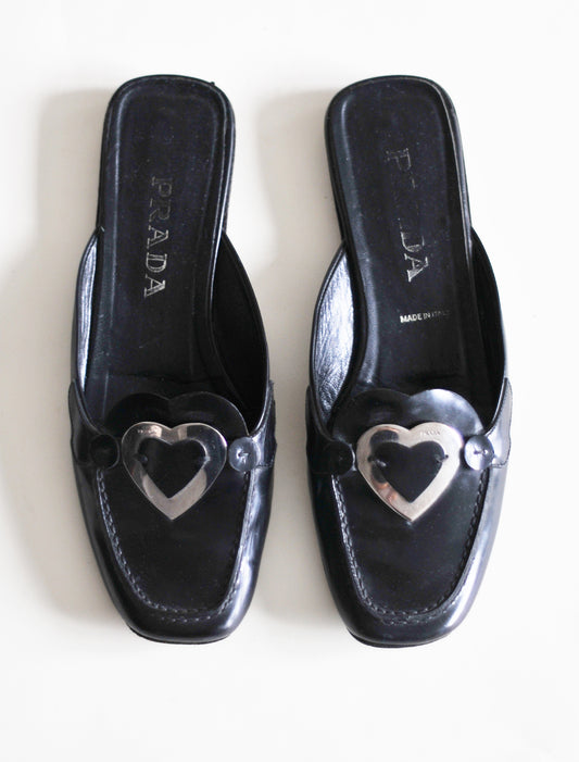 Prada heart mules