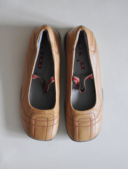 Prada tan flats