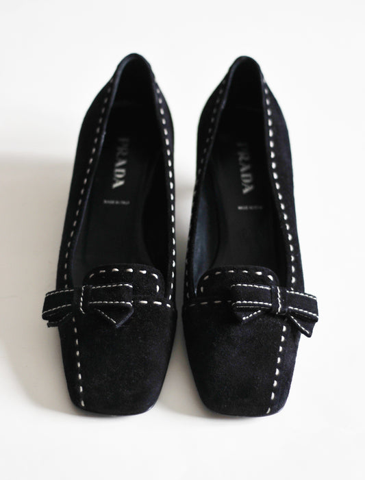 Prada stitch kitten heels