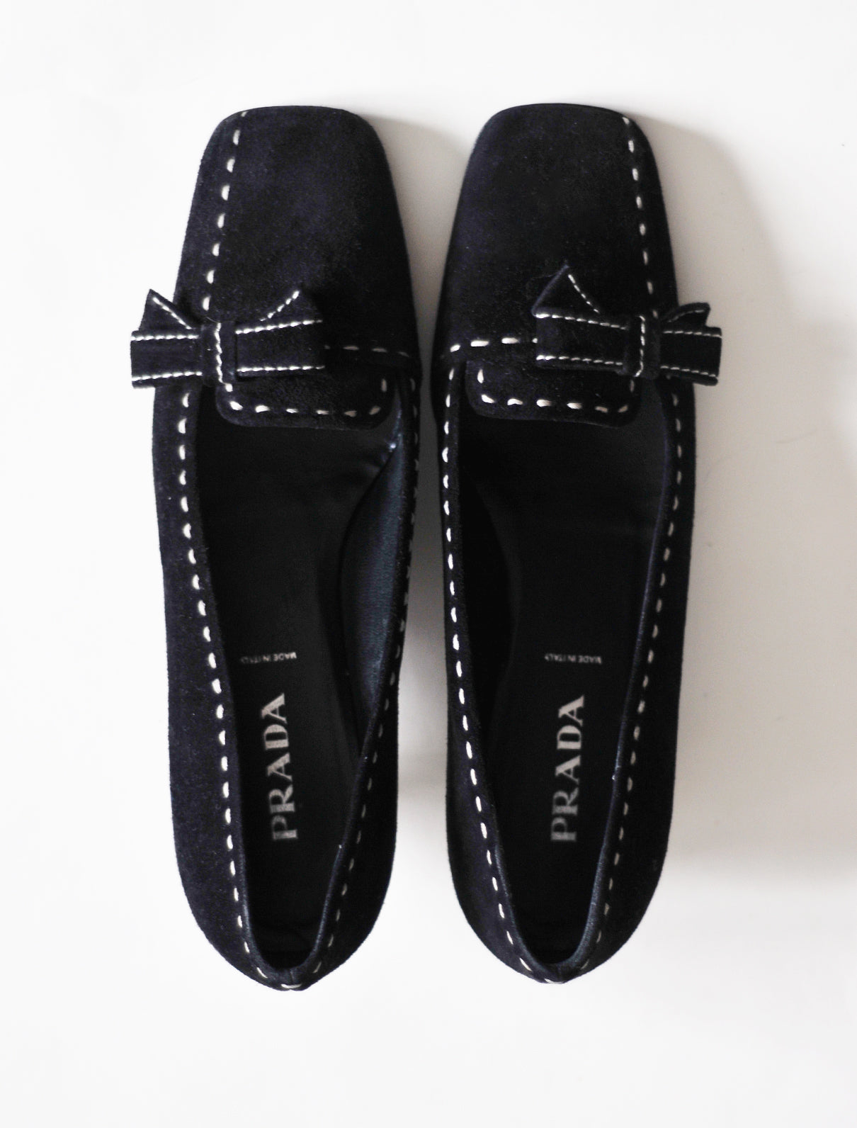 Prada stitch kitten heels