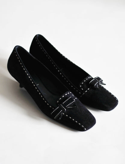 Prada stitch kitten heels