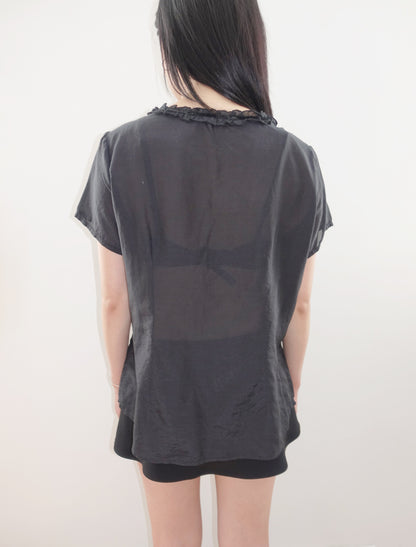 Black ruffle top