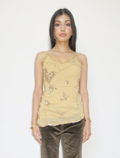 Vintage sequin butterfly top